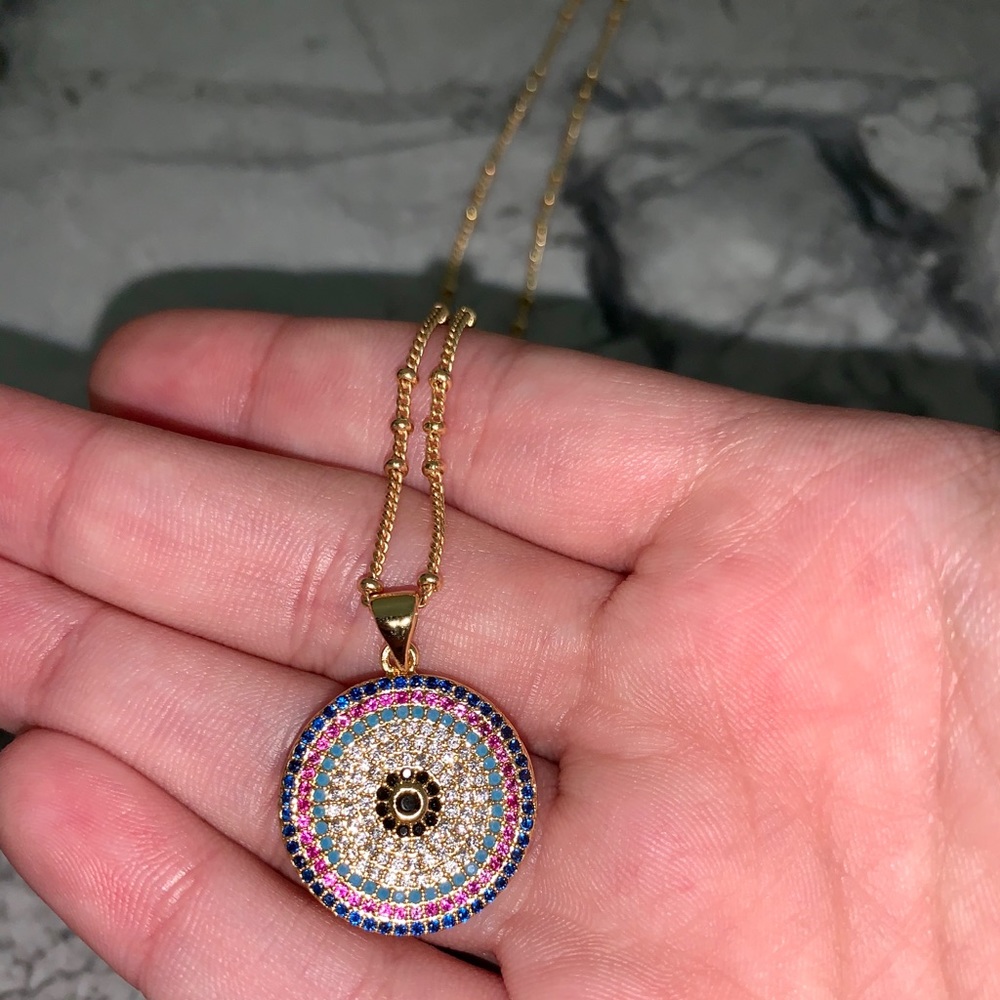 Gold Necklace with Colorful Charm MIAMI boutique! - Picture 3 of 8